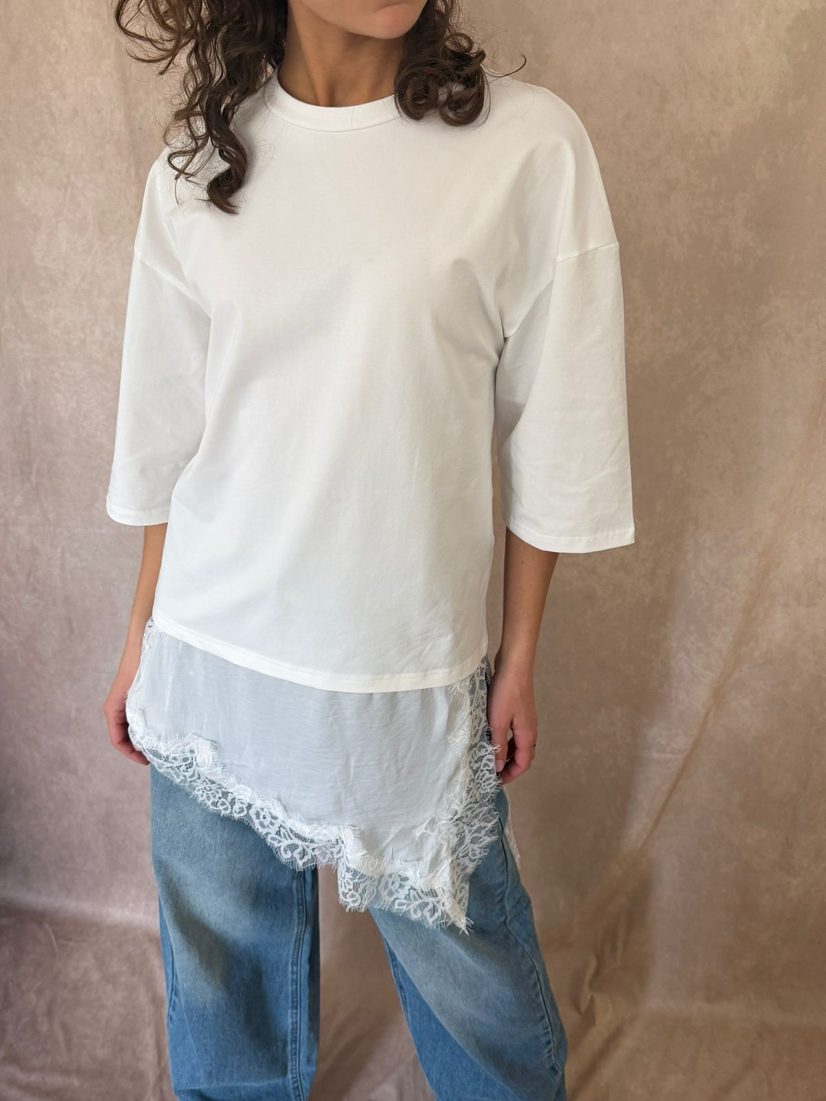 T shirt blanc dentelle Léna