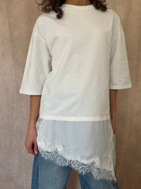 T shirt blanc dentelle Léna